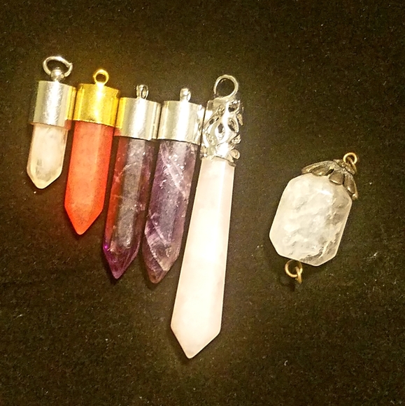 NEW! Lot of Six (6) Quartz & Various Crystals Pendulum Pendants! - Picture 4 of 16